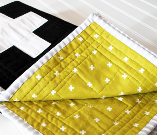 $200.00  Rows of Plus Signs Quilt - Black, White & Mustard {an Art School Dropout's life}