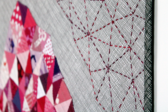 A Fragmented Mountain Mini Quilt {an Art School Dropout's life} #epp english paper piecing and Hand quilting