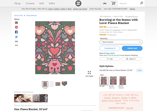 Bursting at the Seams with Love Fleece Blanket by Jessee M {an Art School Dropout's life}